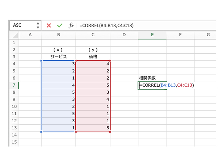 Excelで相関係数（CORREL関数）を算出する方法